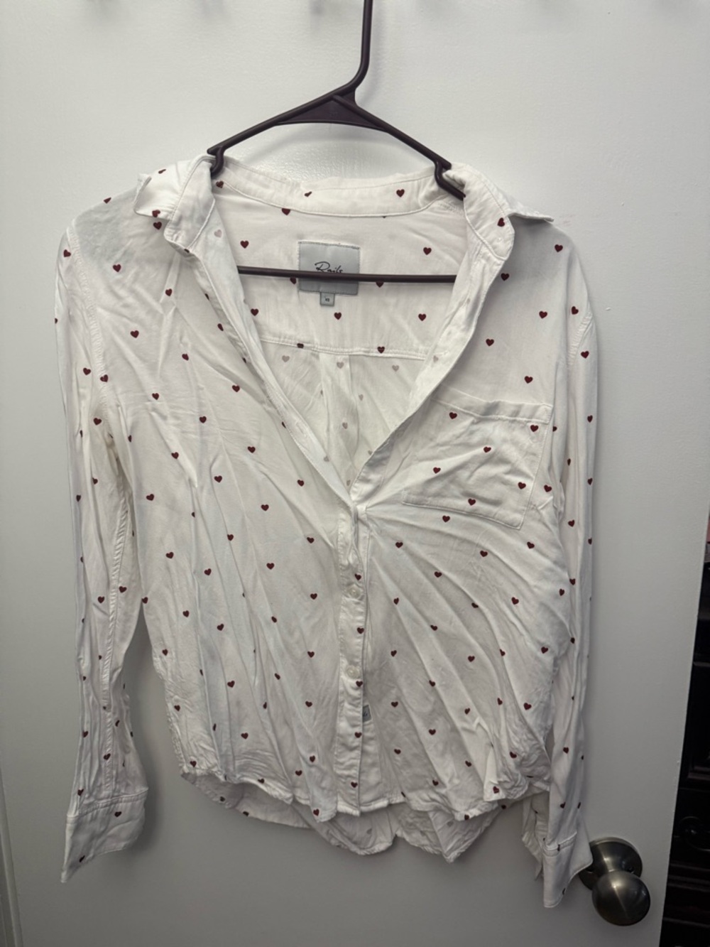 Rails White Shirt with Red Heart Print